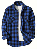 Fleece Casual Loose-fit Mens Plaid Shirt