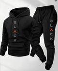 Mens Retro Letter-Print Long-Sleeve Top And Pants Set