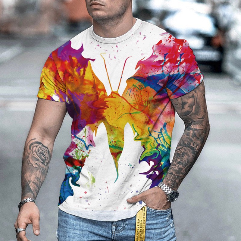 Digital Printed Round Neck Short Sleeve T-shirt