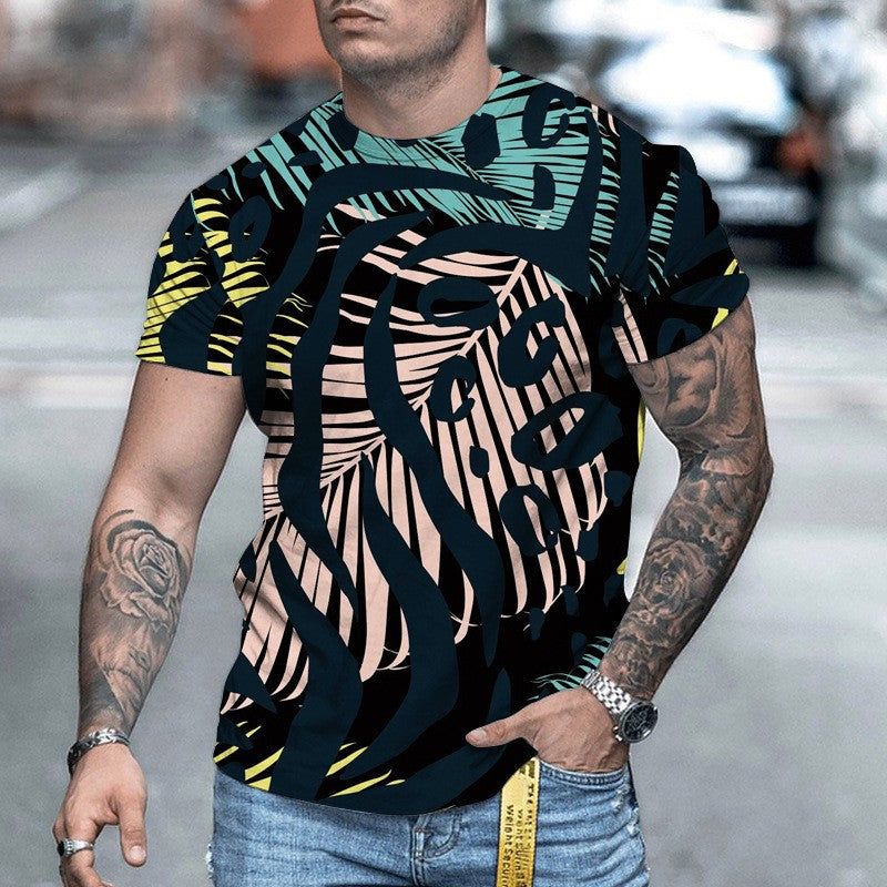 Digital Printed Round Neck Short Sleeve T-shirt