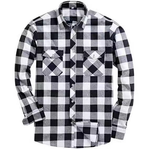Fleece Casual Loose-fit Mens Plaid Shirt