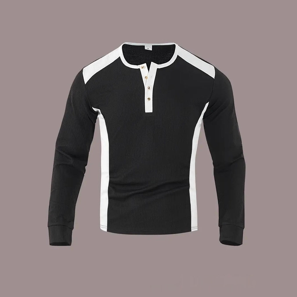 Mens Long-sleeve Sweatshirt With Patchwork Jacquard Design Loose Fit