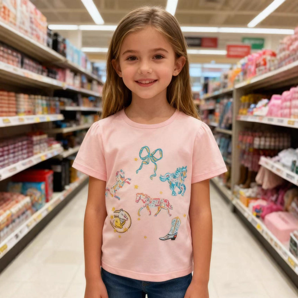 Summer Kids' Cartoon Crewneck Short-sleeve T-shirt Top