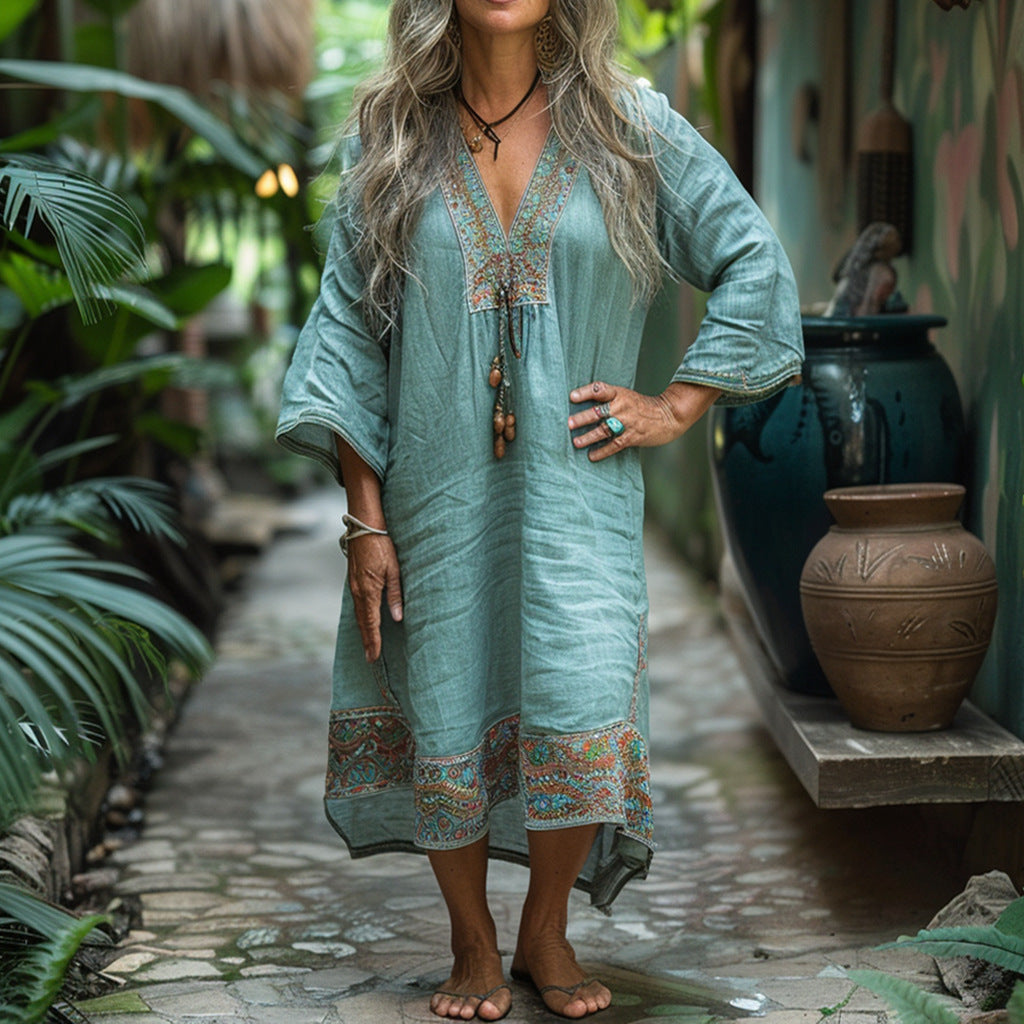 Vintage Long Tunic Blouse Loose-fitting Dress