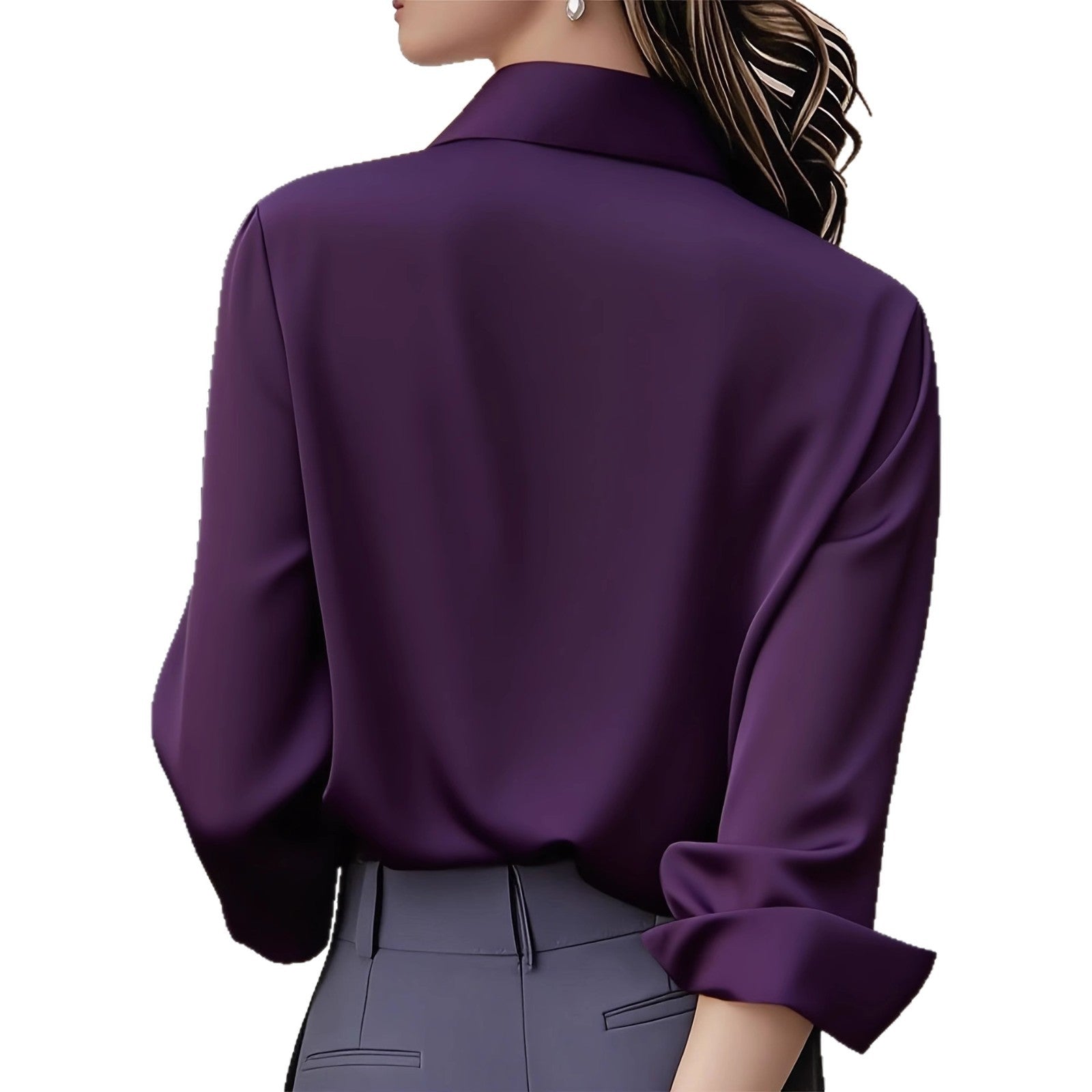 Long-sleeve Professional Formal Work Uniform Snap-button Shirt
