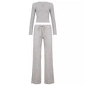 Versatile Casual Minimalist Short Slim-fit Figure-flattering Top And High-waisted Pants