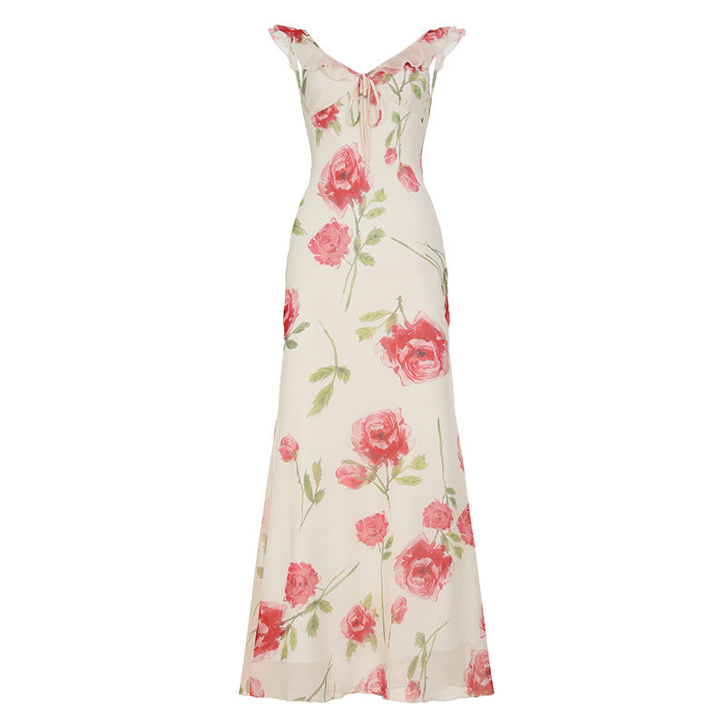 Stylish Womens Lace-Patchwork Bow-Trimed Camisole Dress