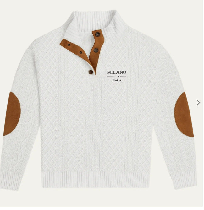 Mens Jacquard-Knit Sweater For Fall And Winter