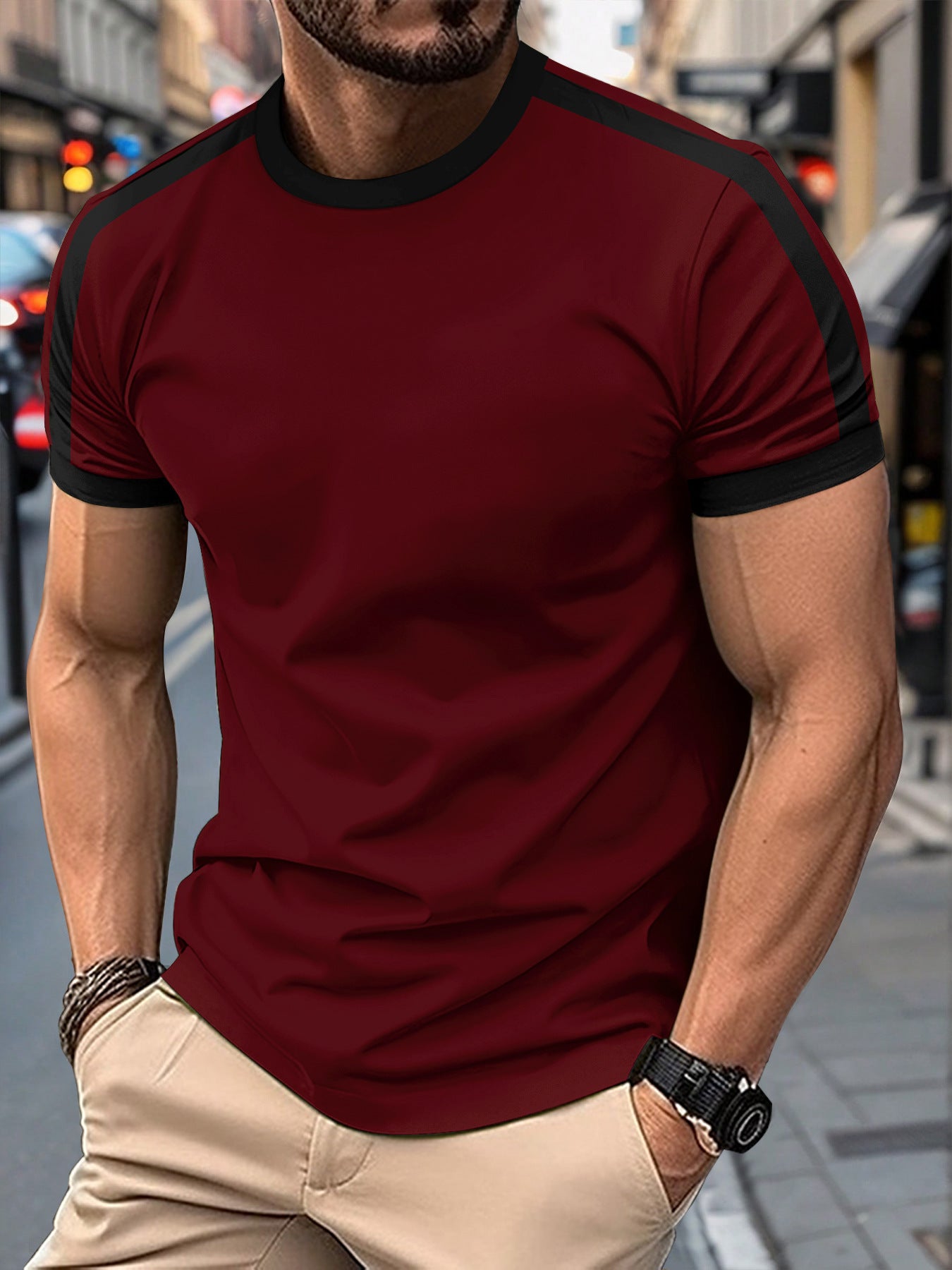 Mens Casual Short-sleeve Sports T-shirt