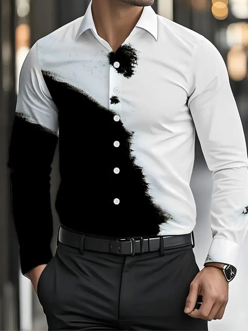 3D-printed Slim-fit Mens Long-sleeve Shirt