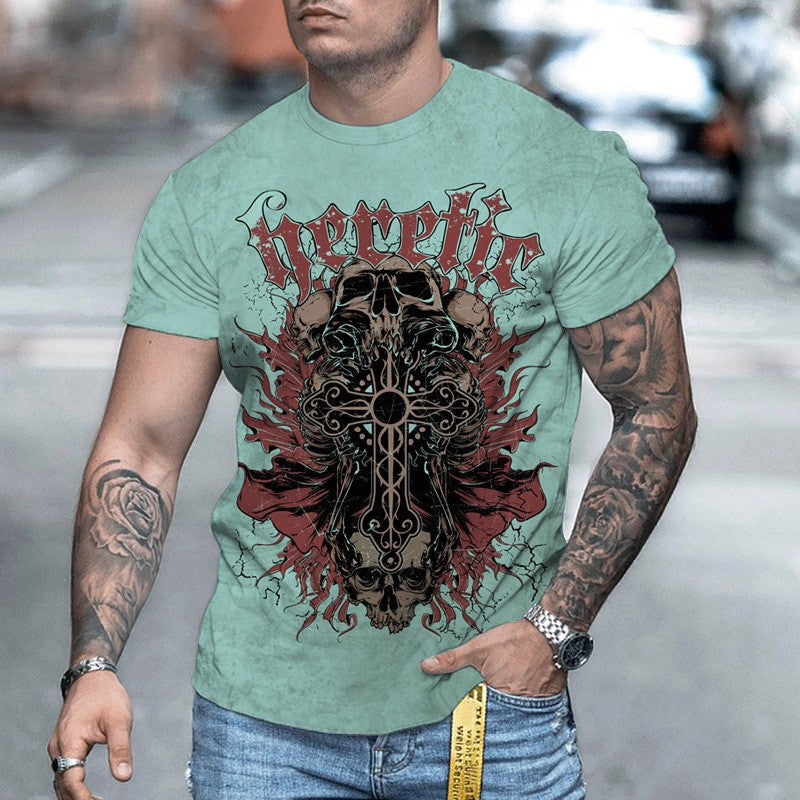 Digital Printed Round Neck Short Sleeve T-shirt