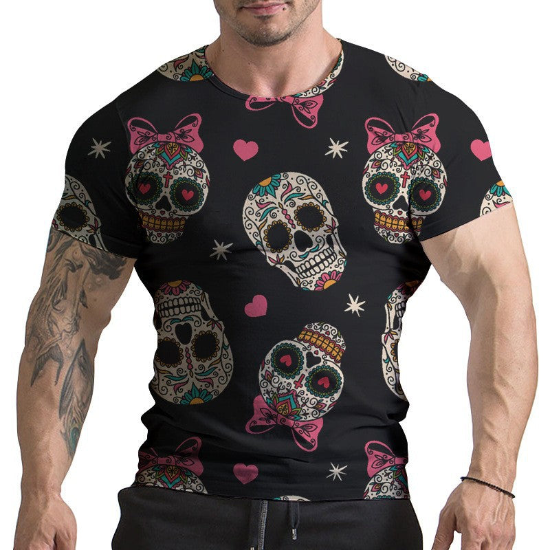 Digital Printed Round Neck Short Sleeve T-shirt