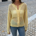 Loose Relaxed Openwork Cardigan Sweater In Knit Fabric