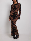 Slim-fit Slightly Flared Sleeve Waist-cinching Dress