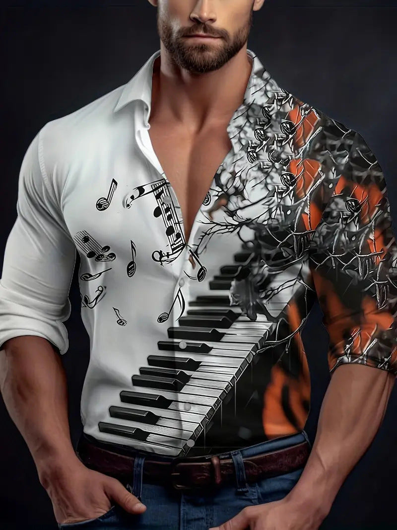 3D-printed Slim-fit Mens Long-sleeve Shirt