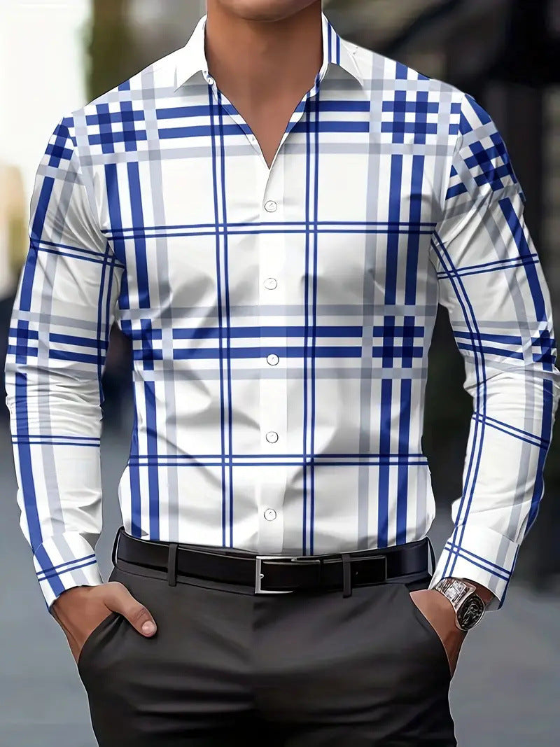 3D-printed Slim-fit Mens Long-sleeve Shirt