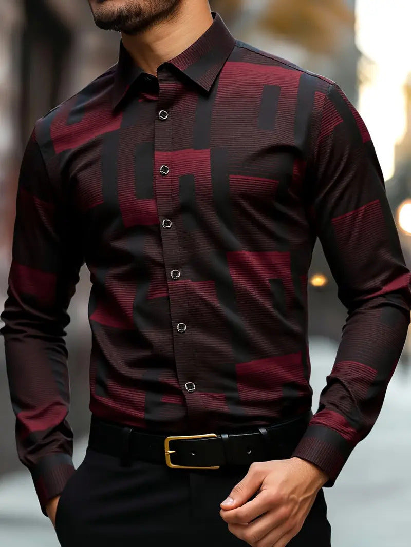 3D-printed Slim-fit Mens Long-sleeve Shirt