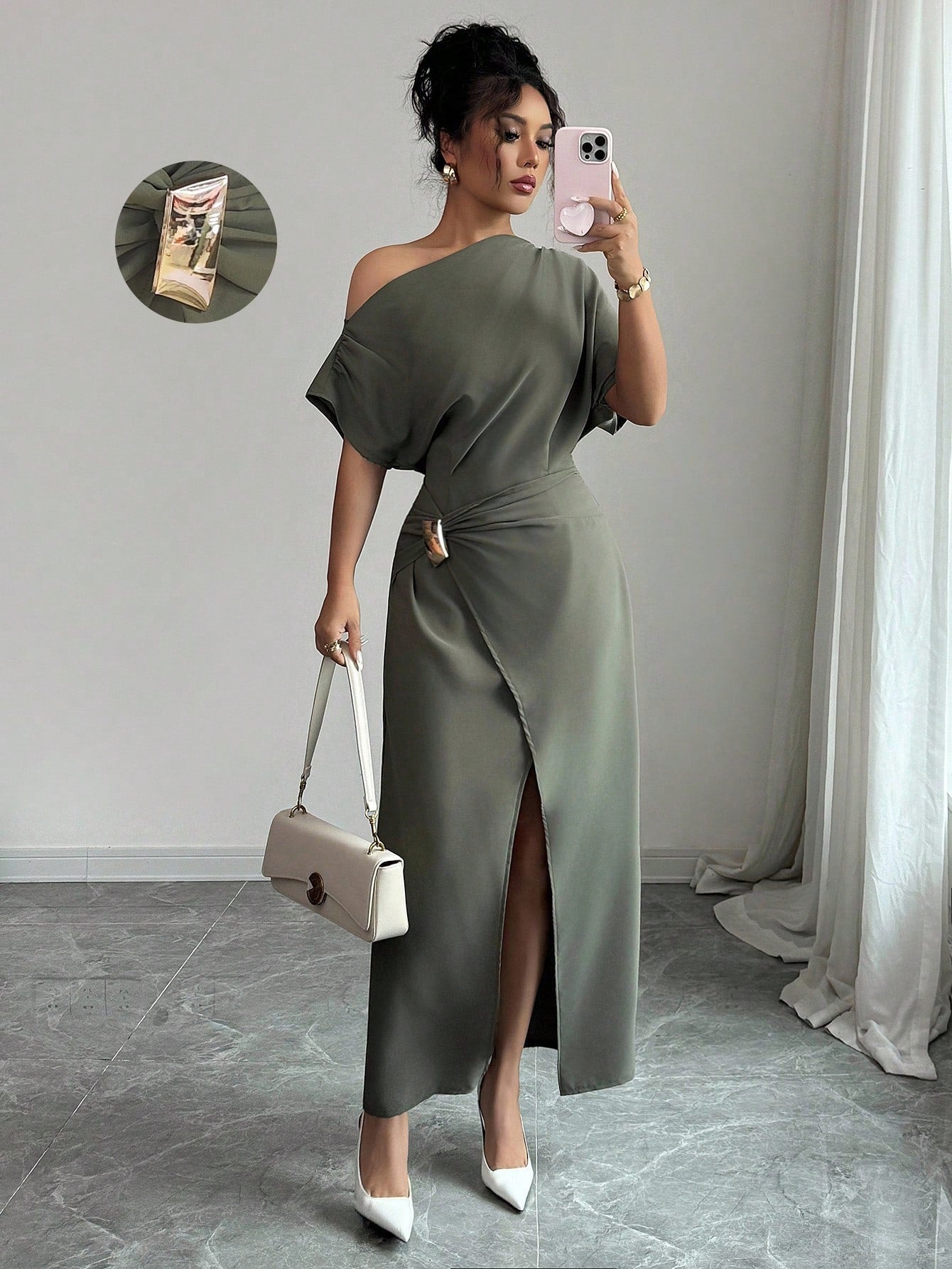 Womens Solid-Color Elegant & Sophisticated Bodycon Maxi Dress