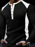 Mens Long-sleeve Sweatshirt With Patchwork Jacquard Design Loose Fit