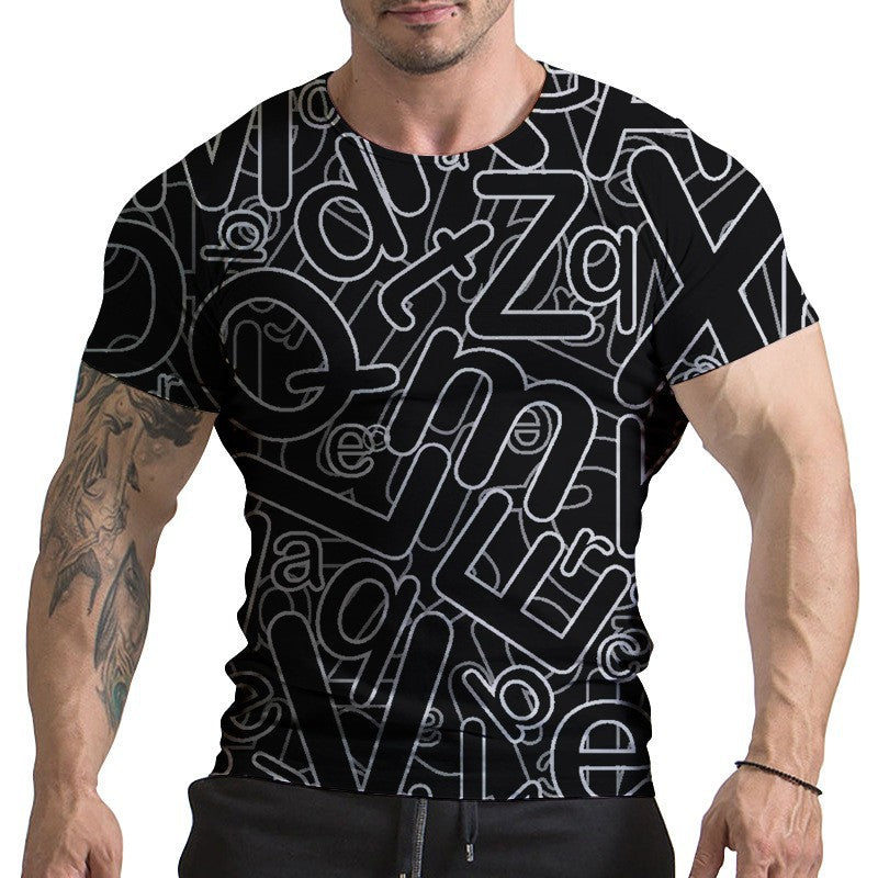 Digital Printed Round Neck Short Sleeve T-shirt