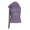 Womens French-Elegant Collarless Pleated Top