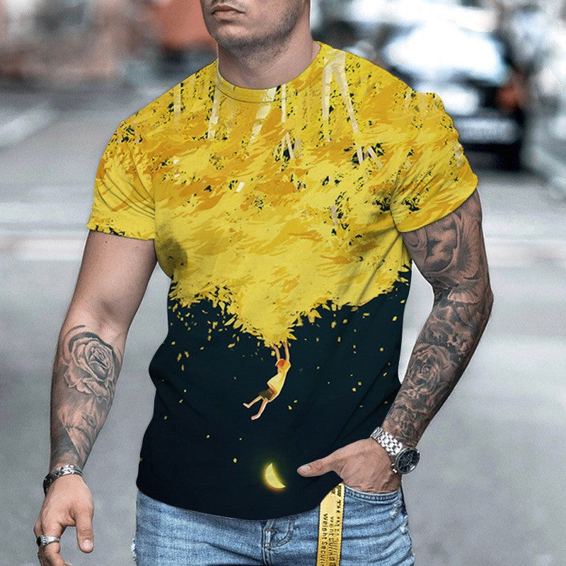 Digital Printed Round Neck Short Sleeve T-shirt