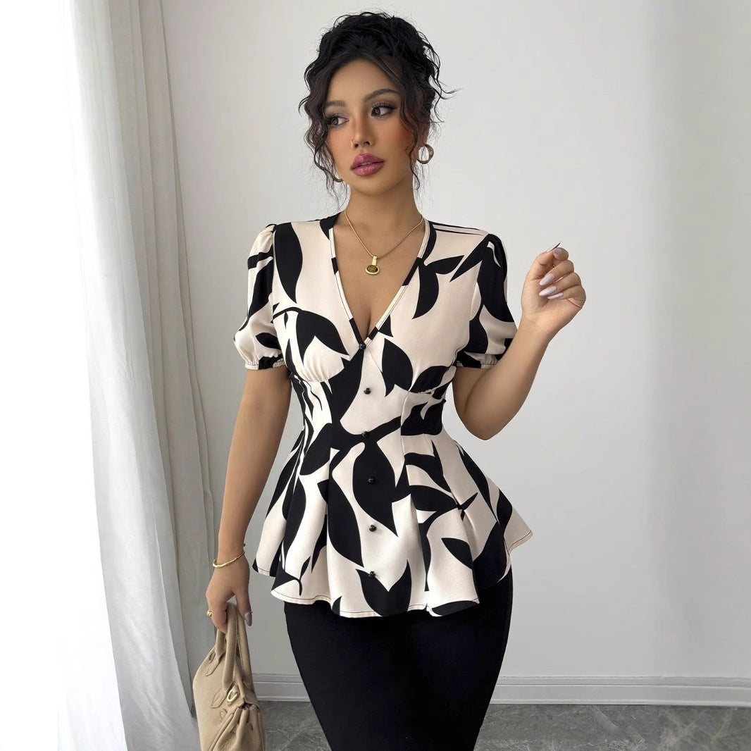 New Summer Womens Printed Shirts From Europe And America