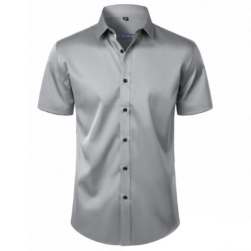 Solid-color Stretchy Cardigan Wrinkle-resistant Long-sleeve Shirt
