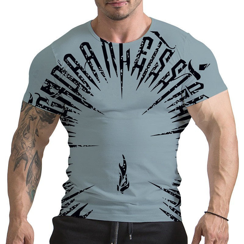Digital Printed Round Neck Short Sleeve T-shirt