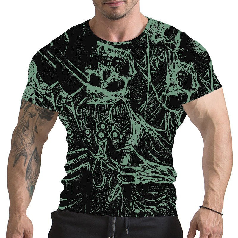Digital Printed Round Neck Short Sleeve T-shirt