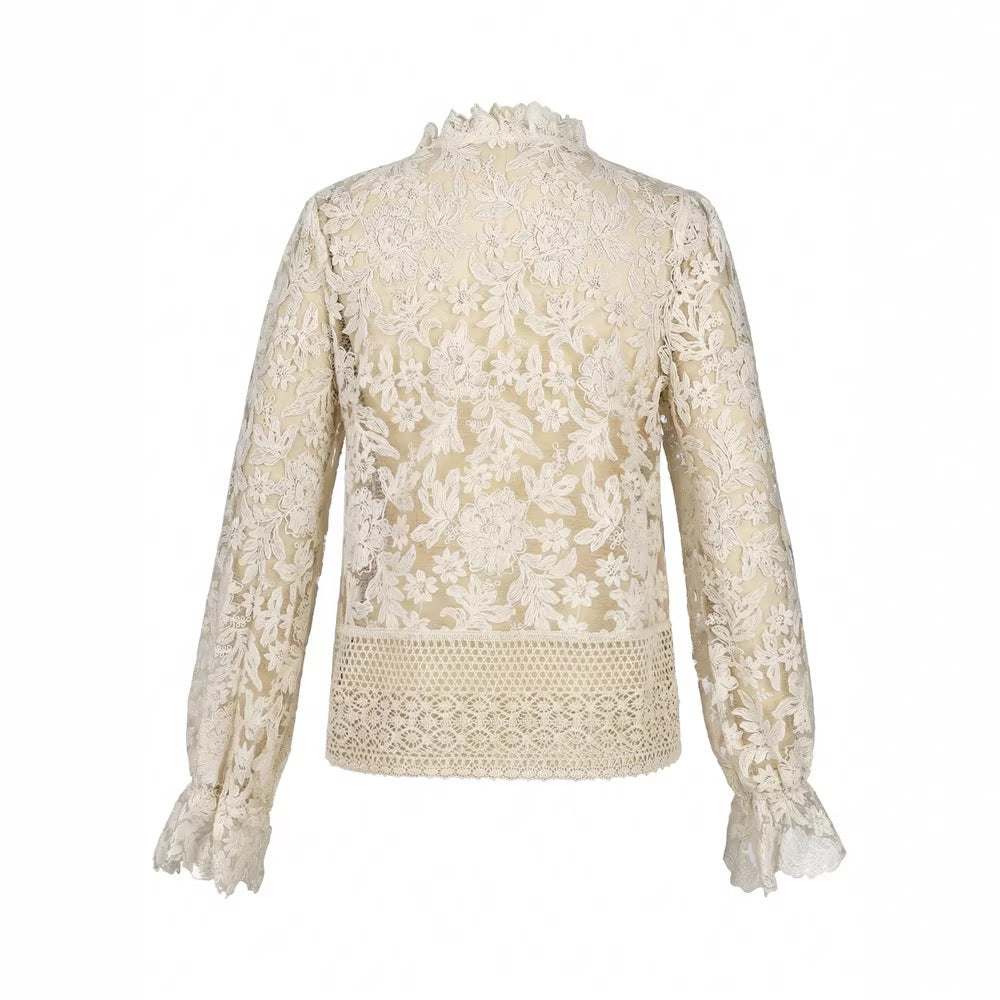 Women's Casual Elegant SpringAutumn Lace-Patchwork Top