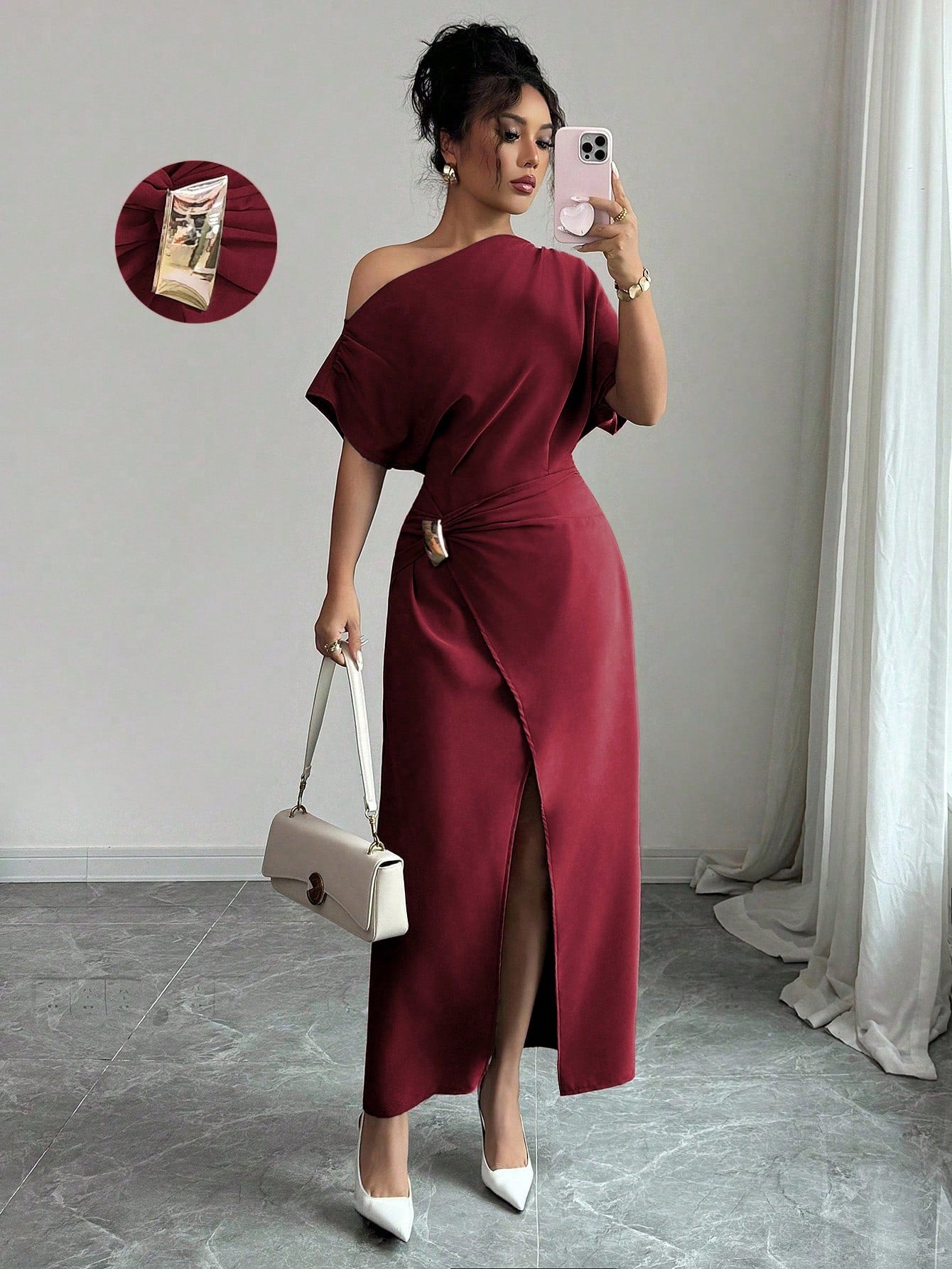 Womens Solid-Color Elegant & Sophisticated Bodycon Maxi Dress