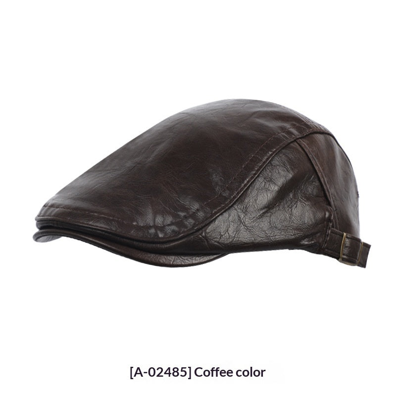 AutumnWinter American-style Leather Trapper Hat Men's Vintage Painter's Cap
