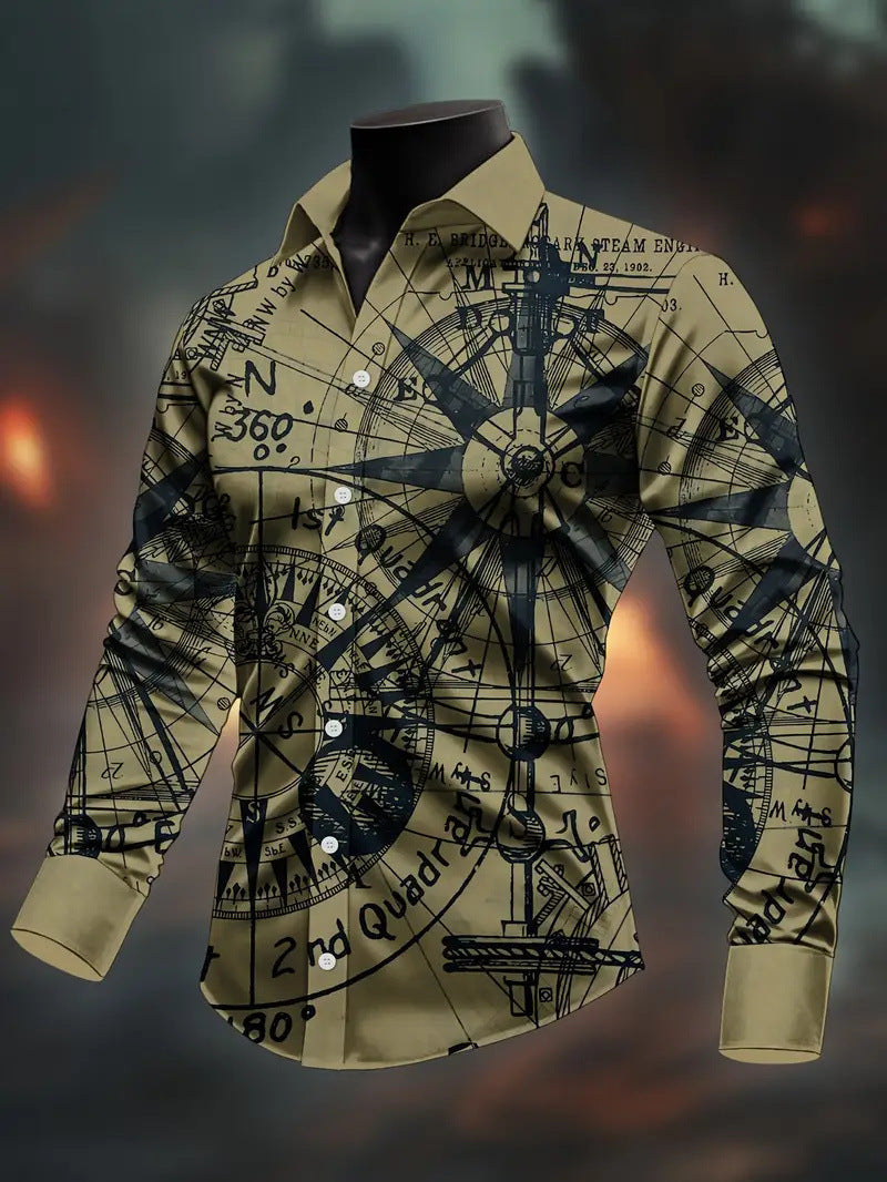 3D-printed Slim-fit Mens Long-sleeve Shirt