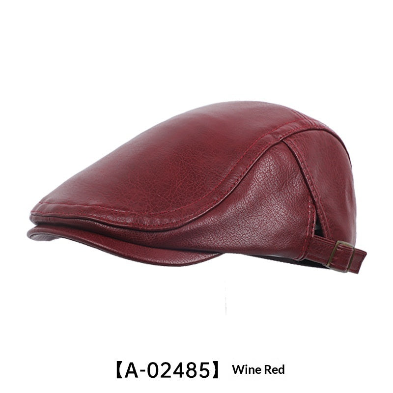 AutumnWinter American-style Leather Trapper Hat Men's Vintage Painter's Cap