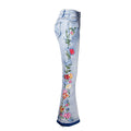 Flared Jeans For Women With Intricate 3D Embroidery In A Heavyweight, EuropeanAmerican Style