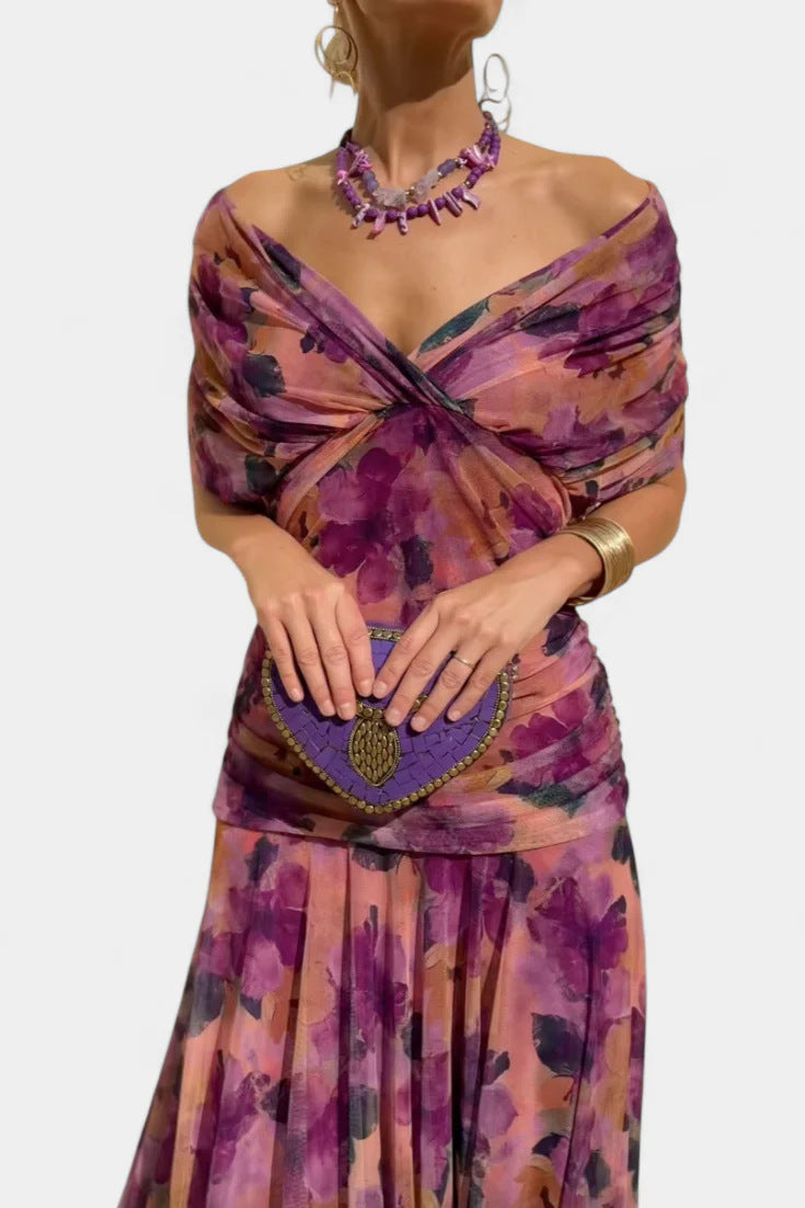 European And American SpringSummer Mesh Printed Camisole Dress