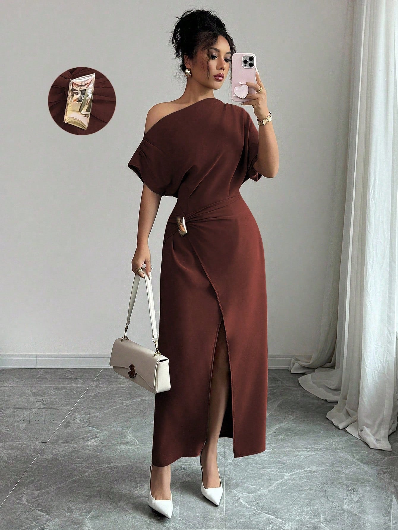 Womens Solid-Color Elegant & Sophisticated Bodycon Maxi Dress