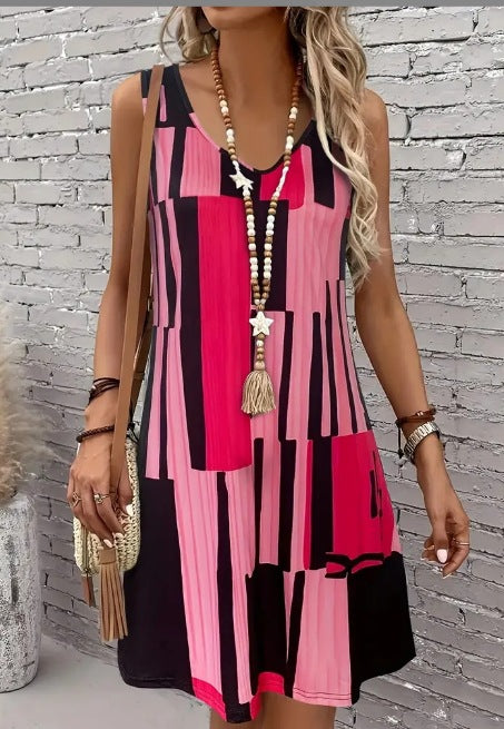 Casual Versatile And Stylish Striped V-neck Dress