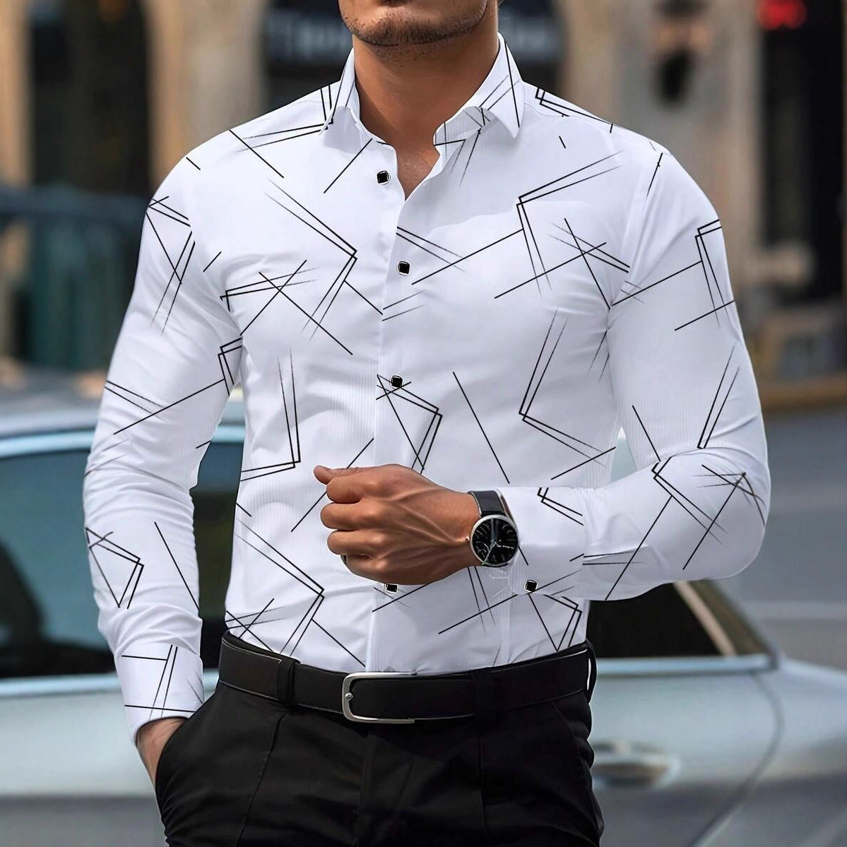 Mens Casual Line Digital-print Shirt